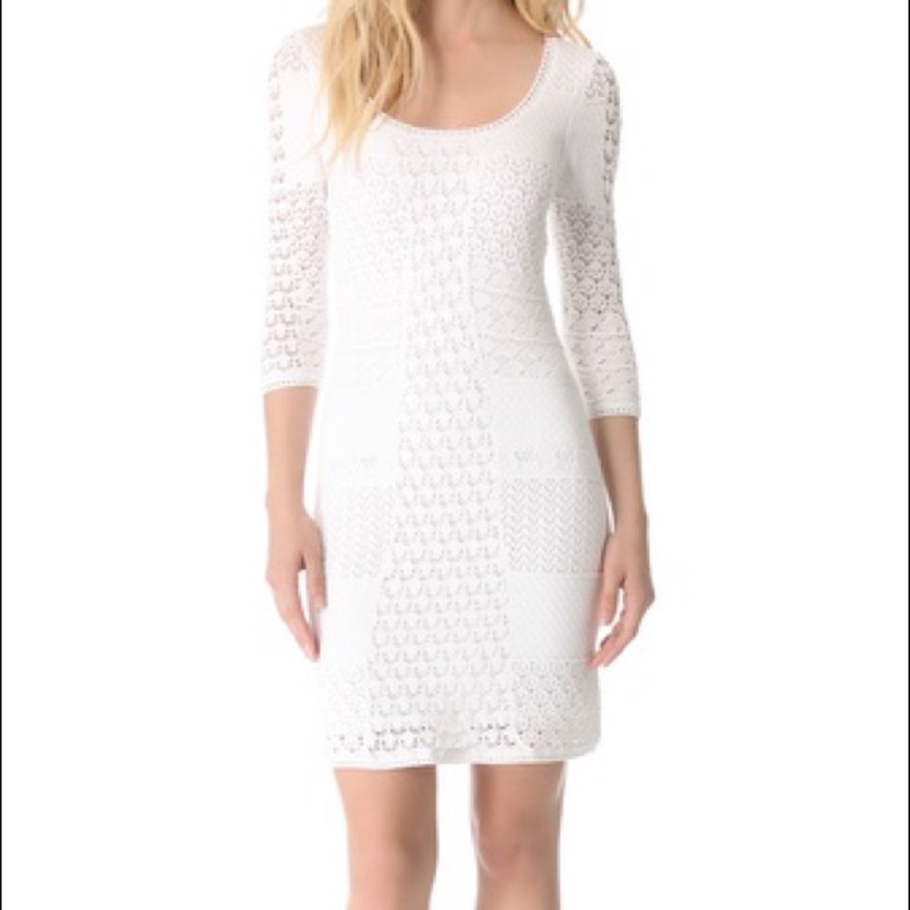 NWT Catherine Malandrino White crochet scoop neck
